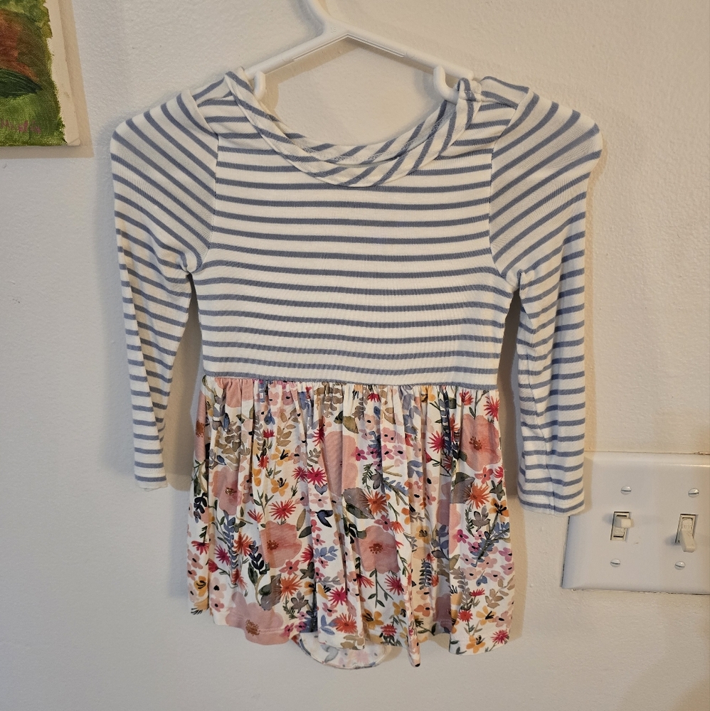 Little Sleepies Mauve Meadow Stripes Skater Dress with Bodysuit